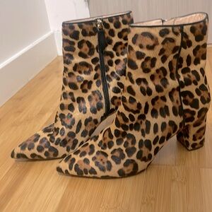 J Crew calf hair pointy ankle boots